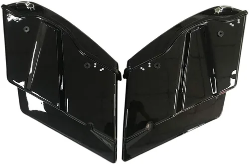 Vista 5 de Alforjas rígidas extendidas de 5 pulgadas, color negro brillante, con tapas, pestillo, juego de llaves compatibles con Harley modelos Touring