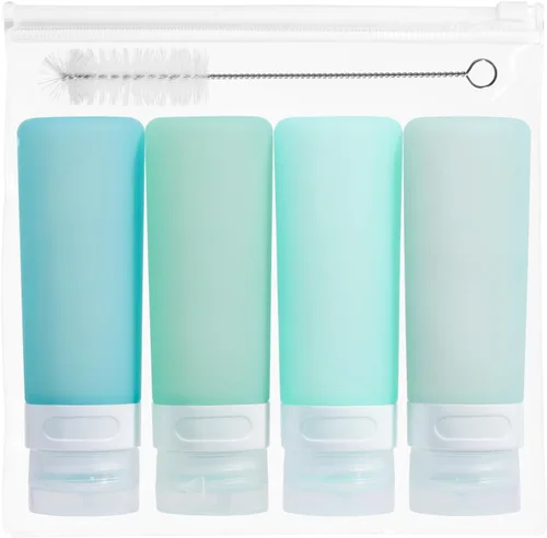 Vista 28 de MICEBAY Botellas exprimibles de condimentos para salsas, mini recipiente de silicona para aderezo de ensalada de 1 onza para llevar con bolsa