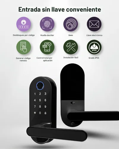 Vista 4 de Cerradura inteligente digital de huellas dactilares sin llave con mango y teclado: cerradura electrónica/eléctrica con código, control