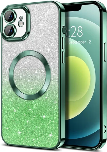 Vista 66 de Hython Funda para iPhone 13 Pro transparente con purpurina magnética [compatible con MagSafe] Protector completo de lente de cámara delgado