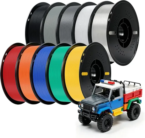 Vista 45 de Kingroon Filamento de impresora 3D PLA Plus (PLA+), 10 rollos, precisión dimensional +/- 0.001 in, carrete de 22 libras (22 libras), 0.069 in, negro