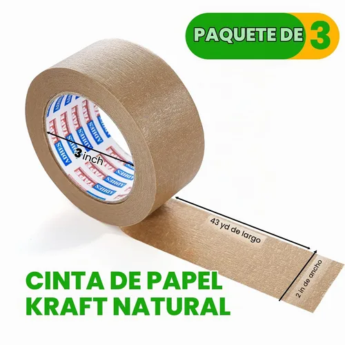 Vista 6 de ADHES Cinta de Embalaje de Papel Resistente Cinta de Papel Kraft, Ecológica y Biodegradable, Cinta de Embalaje Marrón Escribible y Sin Recubrimiento