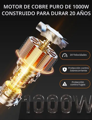 Vista 7 de Batidora de mano GAVASTO de inmersión, batidora de mano de 20 velocidades y modo turbo, 3 en 1, motor de cobre resistente, acero inoxidable