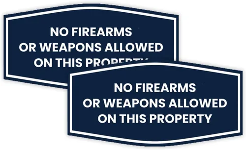 Vista 14 de Fancy No Firearms or Weapons On This Property Sign (Negro/Plata) - Mediano