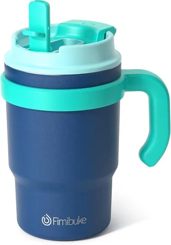 Vista 15 de Fimibuke Taza térmica para niños con asa y pajita - 16 oz Vaso a prueba de fugas para niños pequeños con tapa 2-en-1 de sorbo/trago, sin BPA