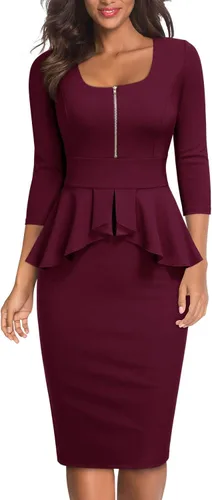 Vista 7 de Miusol - Vestido de mujer estilo retro con cuello cuadrado y volantes