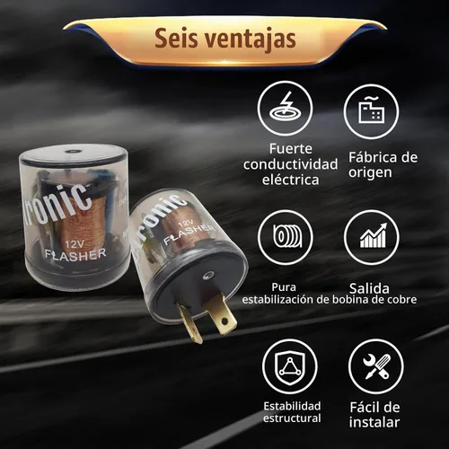 Vista 5 de 2 piezas de relé intermitente de 2 pines para auto, 20A 12V, carcasa redonda transparente, relé intermitente rápido, indicador de señal de giro LED
