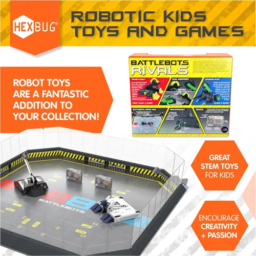 Vista 6 de HEXBUG BattleBots Arena Bite Force & Blacksmith, robot de juguete de control remoto para niños con más de 20 piezas, juguetes STEM para niños