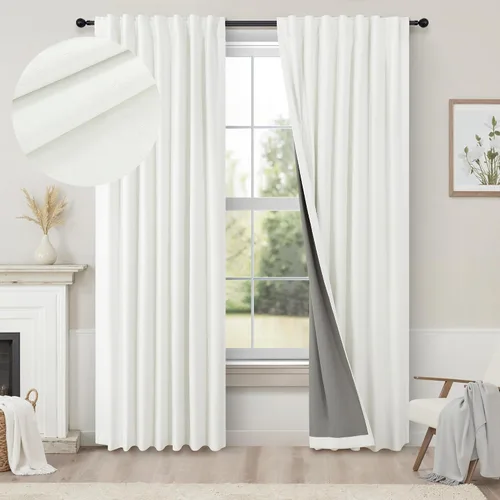 Vista 54 de Pitalk Cortinas cortas 100% opacas de lino para cafetería, 40 pulgadas de largo, 2 paneles, cortinas de puerta francesa para ventana, cortina