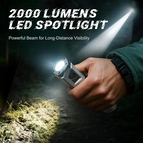 Vista 3 de Linterna Anhay Recargable 2000LM Linterna EDC con Luz Roja Verde 5 Modos Linterna LED Brillante Linterna Magnética Potente y Mini Linterna