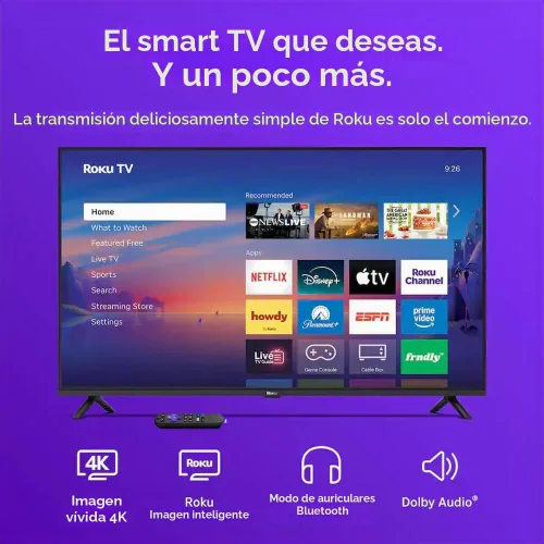 Vista 8 de Roku Paquete de transmisión de 43" Select Series 4K Smart TV HDMI CPS 2026