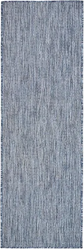 Vista 4 de Unique Loom Collection Alfombra de Área Plana Casual de Transición Sólida Jaspeada para Interiores/Exteriores (Pasillo 2' x 6' 1", Azul/Azul Marino)