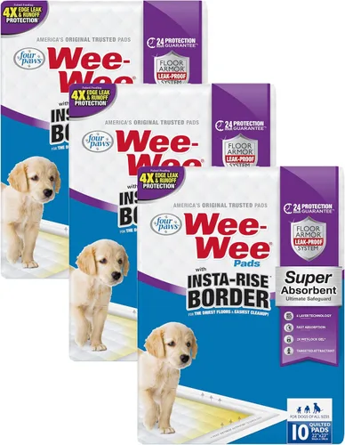 Vista 12 de Four Paws Wee-Wee - Almohadillas para orinar súper absorbentes sin perfume para perros y cachorros con borde Insta-Rise para perros, a prueba
