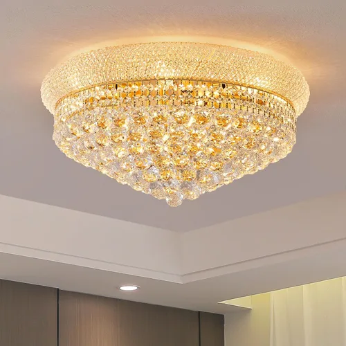 Vista 13 de Lámpara de Araña de Cristal de 3 Luces Empotrada en el Techo para Sala de Estar, Comedor, Dormitorio, Vestíbulo, Entrada, Pasillo, Armario, Baño