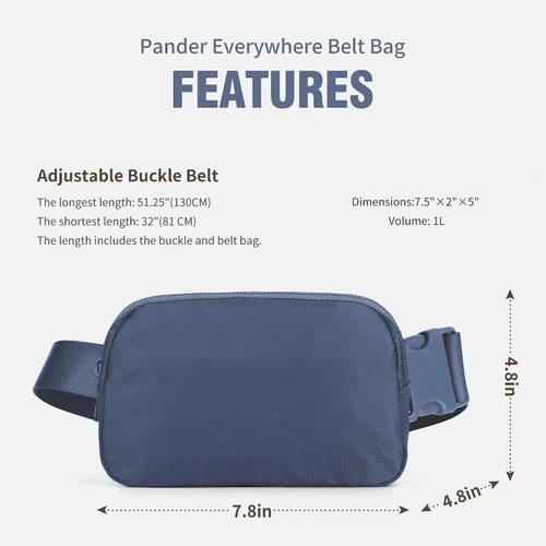 Vista 5 de ZPN Mini riñonera cruzada para mujer y hombre, Azul