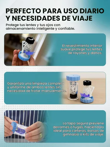 Vista 7 de SPORTS WORLD VISION - Estuche para lentes de contacto con peróxido de hidrógeno (3 piezas) fácil de transportar, funda protectora universal Azul