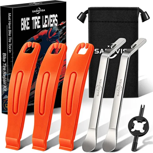 Vista 9 de SARDVISA Palancas de neumáticos de bicicleta Palancas de neumáticos ultra fuertes y cucharas de neumáticos de acero inoxidable, herramienta