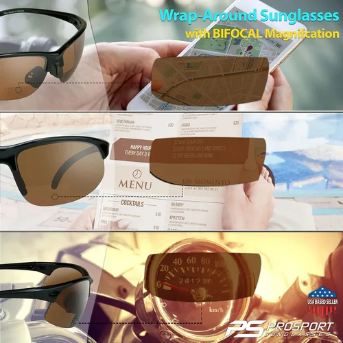 Vista 4 de proSPORT BIFOCAL - Lectores de lentes de sol tintados para hombres y mujeres, alta definición, amarillo ámbar, humo +1.50 +1.75 +2.00 +2.25 +2.50