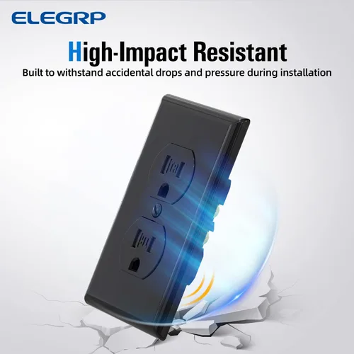 Vista 3 de ELEGRP Receptáculo dúplex resistente a manipulaciones, toma de pared dúplex eléctrica estándar de 15 A 125 V, 2 polos y 3 cables, 5-15R