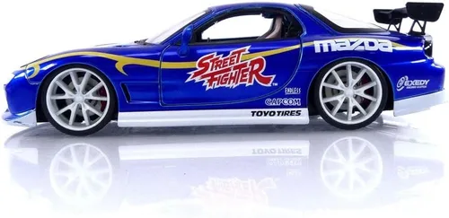 Vista 2 de Jada Street Fighter 1:24 1993 Mazda RX-7 - Coche fundido a presión y figura de Chun-Li de 2.75 pulgadas, juguetes para niños y adultos