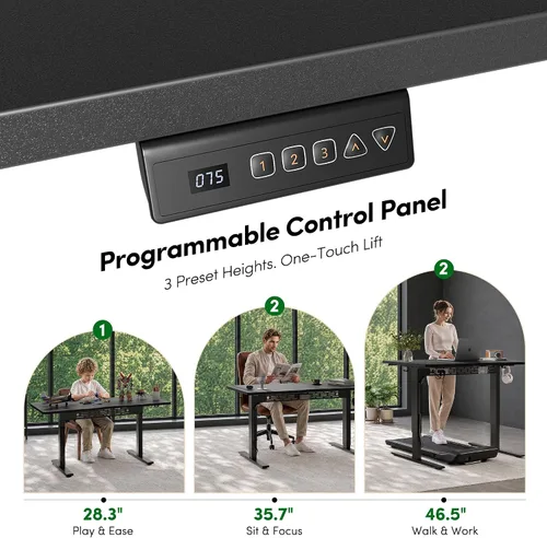 Vista 9 de FEZIBO Escritorio eléctrico de pie con barra transversal en forma de L y sistema de gestión de cables, escritorio de pie de 48 x 24 pulgadas