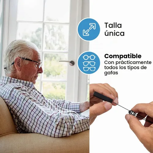 Vista 5 de Correa ajustable para lentes (estilo peces) – Correa de gafas de sol sin cola – Soporte de cuerda para gafas – Con paño de limpieza de gafas