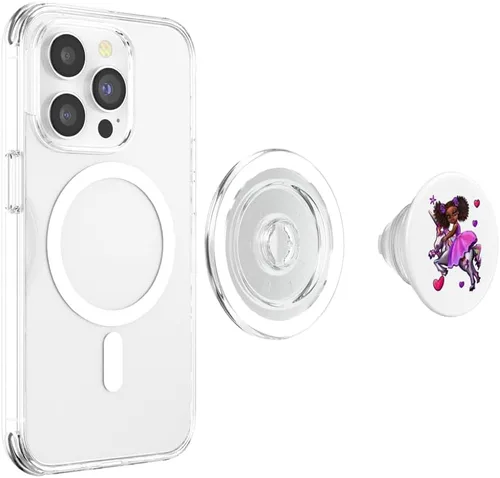Vista 4 de Princess Cute melanin African American girl unicorn Afro PopSockets MagSafe PopGrip for iPhone