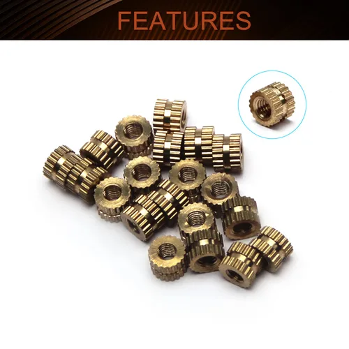 Vista 3 de MroMax Tuercas de inserción moleteadas M3 x 0.157 x 0.197 in, rosca hembra de latón moleteado roscado tuercas de incrustación métricos, ajuste