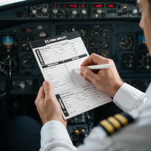 Vista 7 de Bloc de notas VFR para rodillera piloto - Paquete de 3 (50 páginas) Equipo