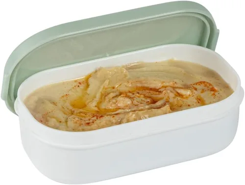 Vista 16 de Restaurantware Bento Tek - Recipientes de salsa de 3.7 x 2.2 x 1.1 pulgadas, 4 tazas negras con tapas, con tapa beige, de plástico para microondas