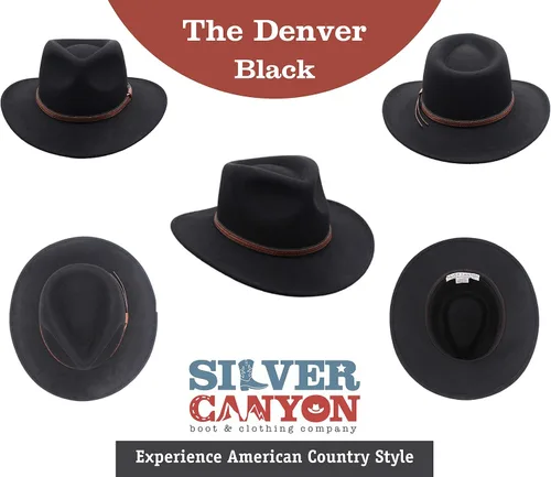 Vista 6 de Silver Canyon - Sombrero de vaquero de fieltro de lana triturable al aire libre estilo occidental