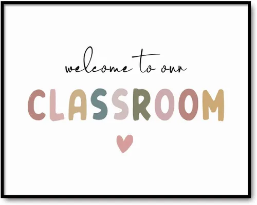 Vista 8 de OFlyDesigns Bienvenido a Nuestro Aula Decoración Boho para el Aula, Arte de Pared Arcoíris, Regalo para Maestros, Arte de Pared para Escuela