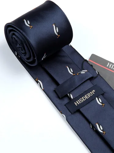 Vista 4 de HISDERN Corbatas para hombre clásicas divertidas de animales y bolsillo cuadrados tejido jacquard novedoso juego de pañuelos para hombre