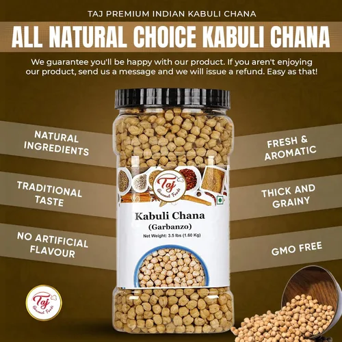 Vista 3 de TAJ Garbanzo Frijoles Secos 4 Libras Kabuli Chana Producto de la India