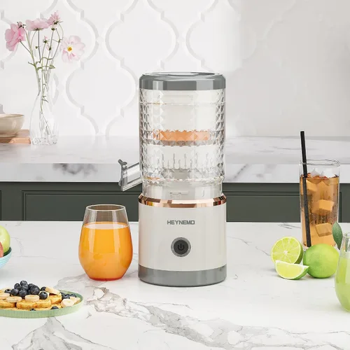 Vista 8 de Exprimidor eléctrico de cítricos, botón de un solo toque, exprimidor de jugo para naranjas, limones y limas, color blanco