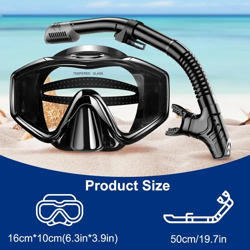Vista 5 de Juego de snorkel para adultos, paquetes de esnórquel panorámico antivaho con esnórquel seco y gafas de natación para buceo, natación y esnórquel