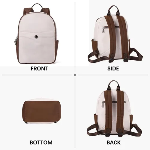 Vista 6 de Mochila monedero para mujer, mochila convertible de moda, 0 blanco con marrón, Mochilas de viaje