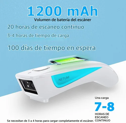 Vista 6 de NETUM Mini escáner de código de barras QR inalámbrico actualizado