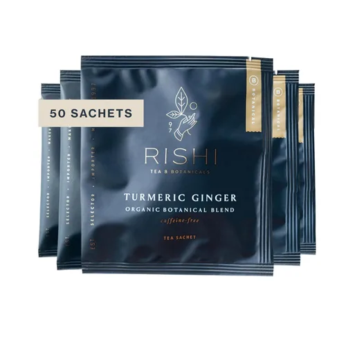 Vista 10 de Té de Cúrcuma y Jengibre Rishi - Té Orgánico de Hoja Suelta, Mezcla Sin Cafeína con Jengibre Picante y Cítrico, Caliente o Helado - 16 Onzas