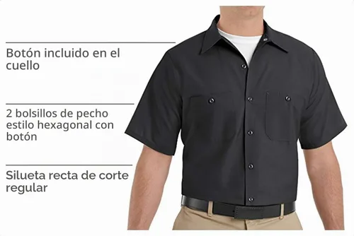 Vista 4 de Red Kap Camisa de uniforme de manga larga para hombre Negro