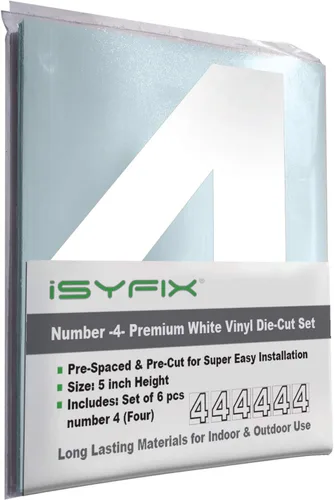 Vista 56 de iSYFIX - Calcomanías de vinilo blancas con número 0 (cero) - Juego de 6 unidades de 1.5 pulgadas autoadhesivas - Decalcomanías premium troqueladas