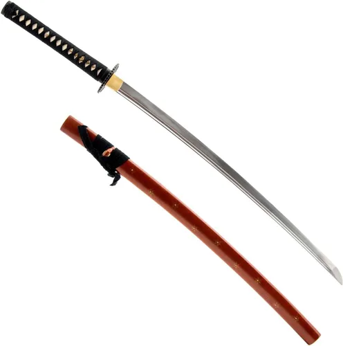 Vista 10 de HMS Samurai Katana Sword, Practical, Hand Forged, 1045 Carbon Steel, Heat Tempered/Clay Tempered, Full Tang, Sharp, Scabbard Blanco-dragón-951A