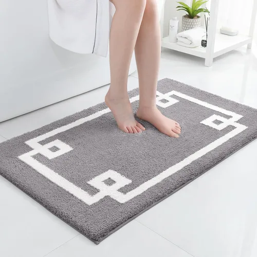Vista 12 de HOMEIDEAS Alfombra de baño, suave y absorbente de agua, alfombra de microfibra de felpa esponjosa antideslizante para bañera y ducha