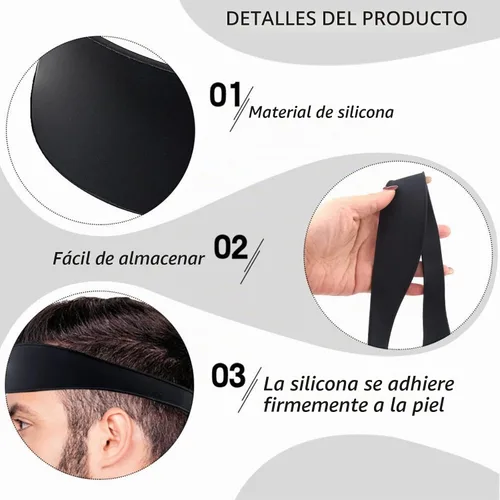 Vista 4 de Plantilla de afeitado con escote y guía de corte para hombres, color negro