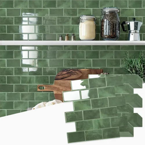 Vista 14 de STICKGOO - Azulejos de metro blancos para despegar y pegar, azulejos adhesivos para cocina (paquete de 1, diseño más grueso)