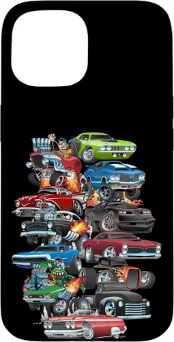 Vista 6 de Funda para iPhone 13 Hotrods, autos clásicos, coches musculosos y carros de carreras