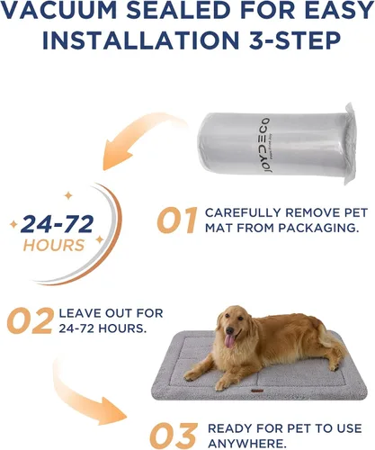 Vista 8 de Joydeco Colchoneta Reversible para Jaula de Perro de Perfil Bajo, Almohadilla Lavable para Perro con Vellón Ultra Suave, Diseño Compacto