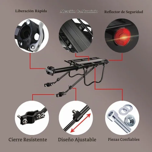 Vista 3 de Portaequipajes trasero para bicicleta para bicicleta de montaña para bicicleta de montaña