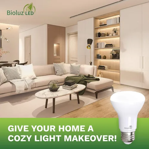 Vista 6 de Bioluz LED Bombillas BR20 de 2700 K, bombillas LED blancas cálidas brillantes de 6 W = 50 W, repuesto 90 CRI 540 lúmenes para interiores