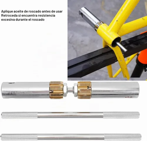 Vista 4 de SUNGOOYUE Herramienta de roscado de rosca de soporte inferior de bicicleta, kit de reparación de roscas de aleación de aluminio con troqueles